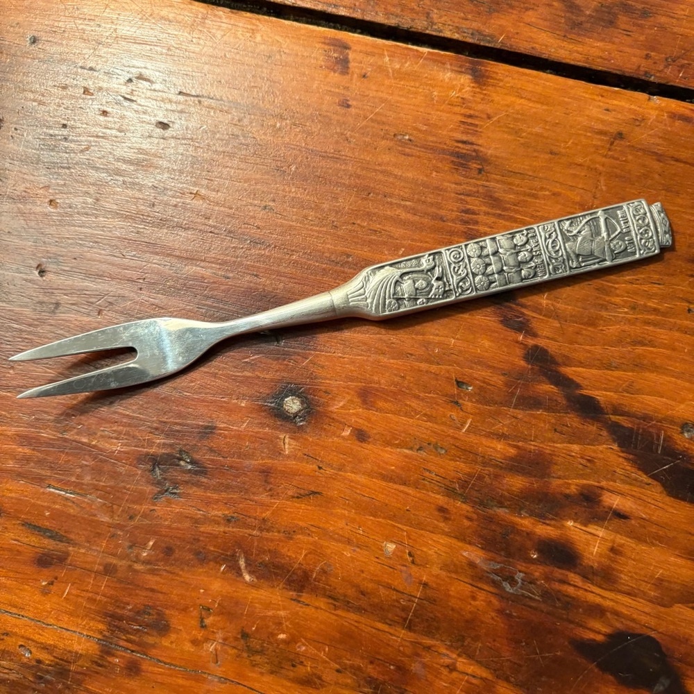 Vintage Konge Tinn NorwegianPewter Pickle Olive Fork Collectible